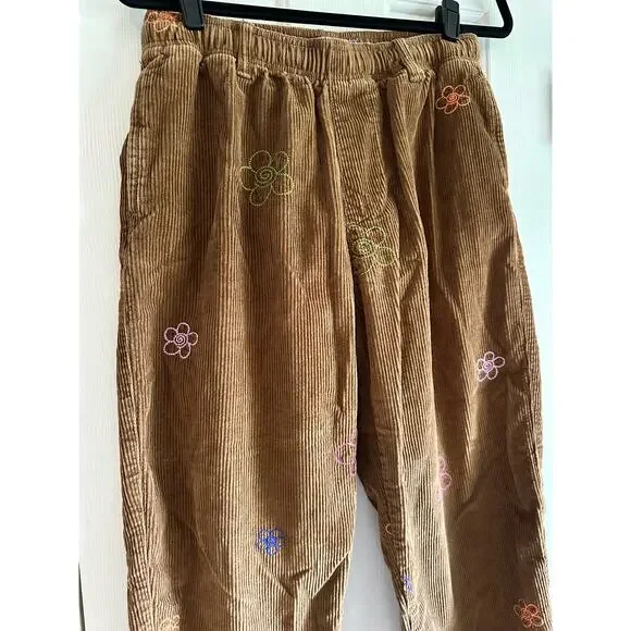 Urban Outfitters Brown Corduroy Embroidered Beach Pants Size Medium - Picture 3 of 8